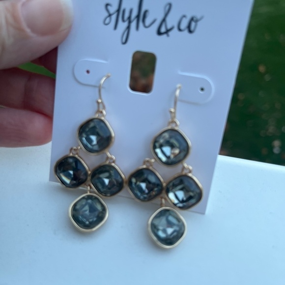 Style & Co Black Stone Chandelier Tower Earrings - Picture 4 of 4